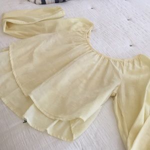 Free People, Yellow Ruffled Crop Top, XS